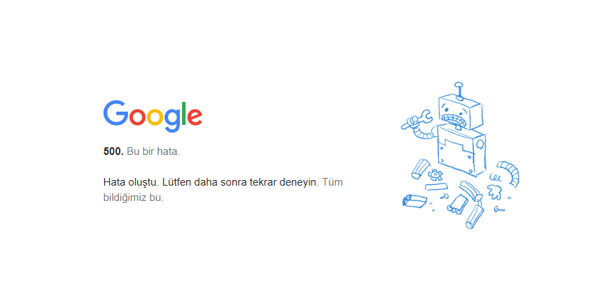 google 500 hatası çözüm