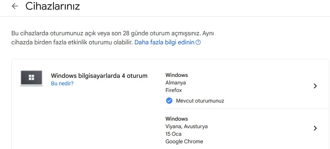 Gmail Hesabım Hangi Cihazlarda Açık